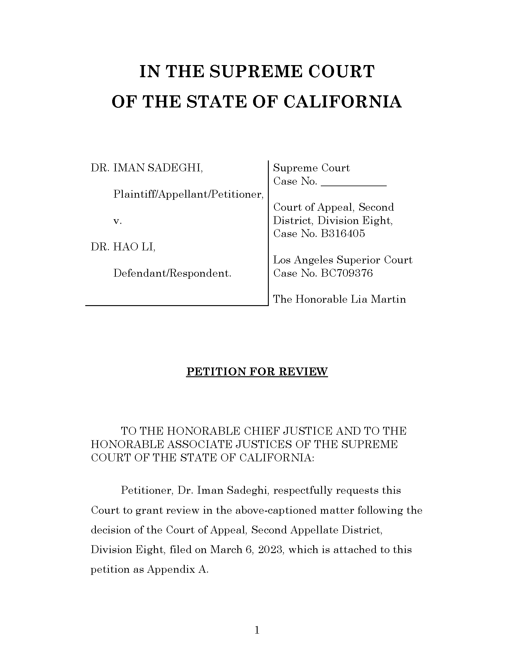 Dr. Iman Sadeghi v. Dr. Hao Li - Petition For Review Page 4