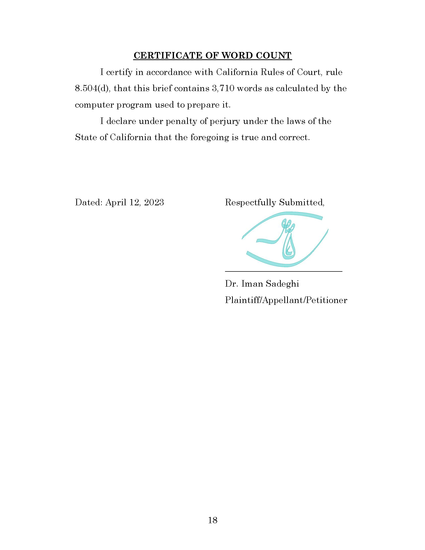 Dr. Iman Sadeghi v. Dr. Hao Li - Petition For Review Page 21