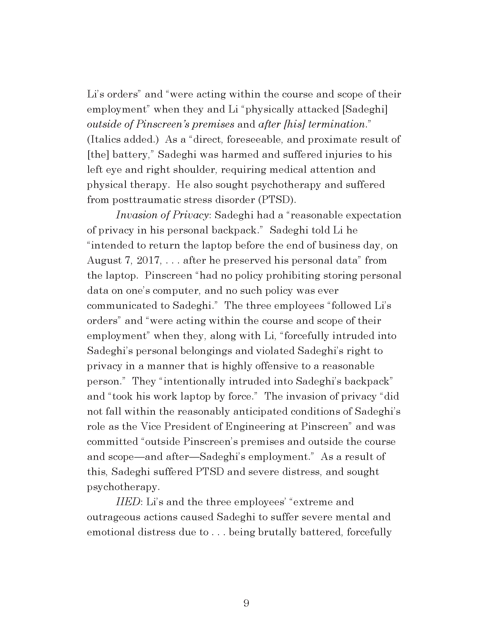 Dr. Iman Sadeghi v. Dr. Hao Li - Petition For Review Page 31